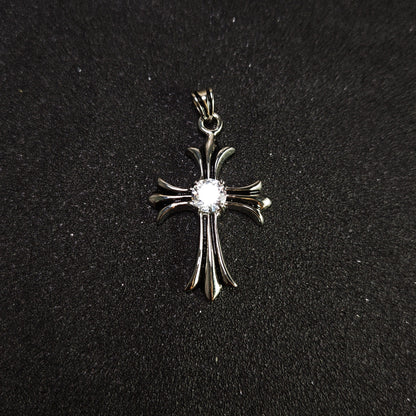 Vintage Oxidized Cross Necklace with Sword, Fleur-de-Lis & Scout Emblem Pendants | Unisex Classic Style, 65cm Chain（GS-20250912-3）