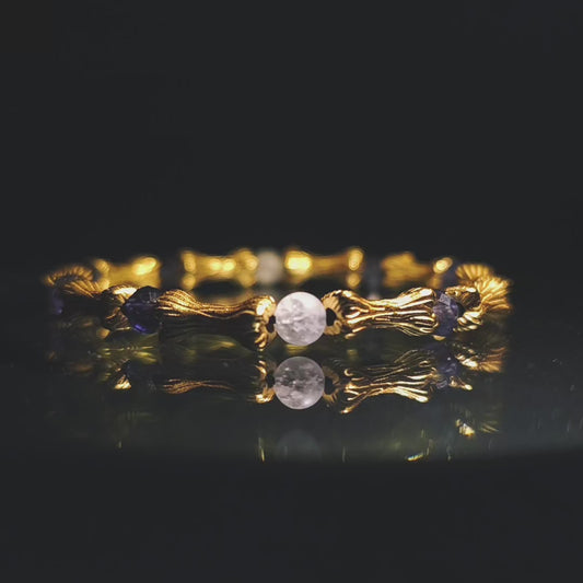 Integrity - Gold-Plated Silver Bone Crackle Quartz & Cordierite Bracelet(IN-250302-A)