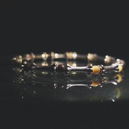 Integrity - Sterling Silver Bone Black Mother of Pearl & Abalone Bracelet (IN-250306-A)