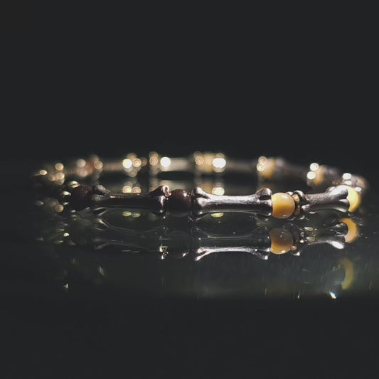 Integrity - Sterling Silver Bone Black Mother of Pearl & Abalone Bracelet (IN-250306-A)