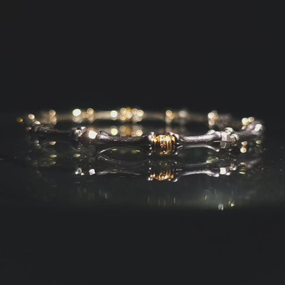 Integrity - Platinum-Plated Silver Bone with Gold-Plated Bead Bracelet (IN-250308-A)