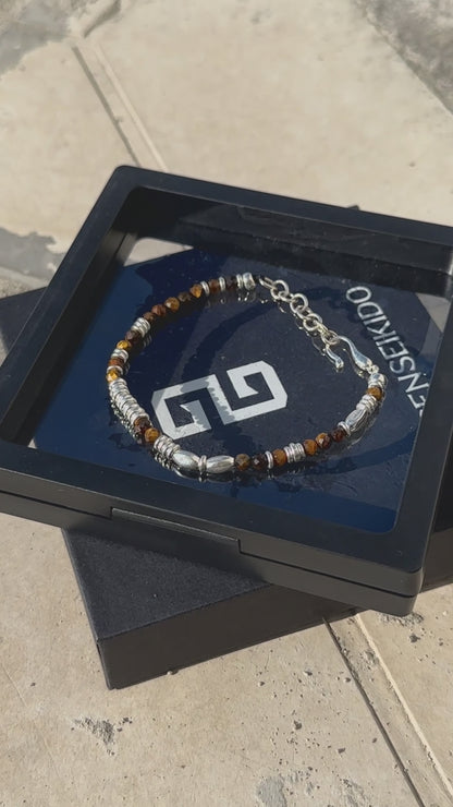 Handmade Tiger Eye Stone Sterling Silver Chain Bracelet-Prosperity Talisman（YS-20251111-1）